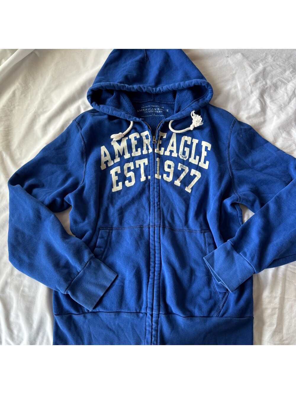 American Eagle Blue Zip-Up Hoodie EST. 1977